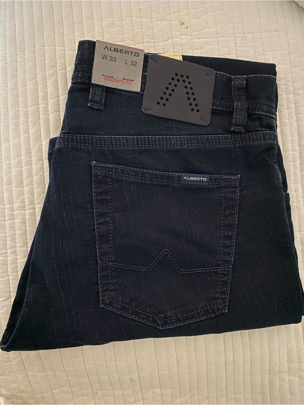 Alberto Men's Dark Blue Modern Fit Jeans - W33 L32